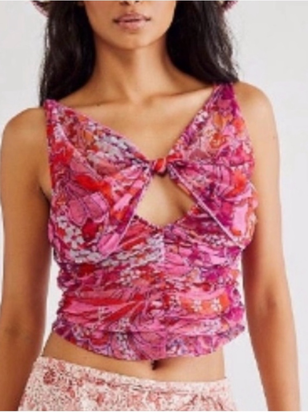 Free People Reversible Pink Floral Tell Me More Tank